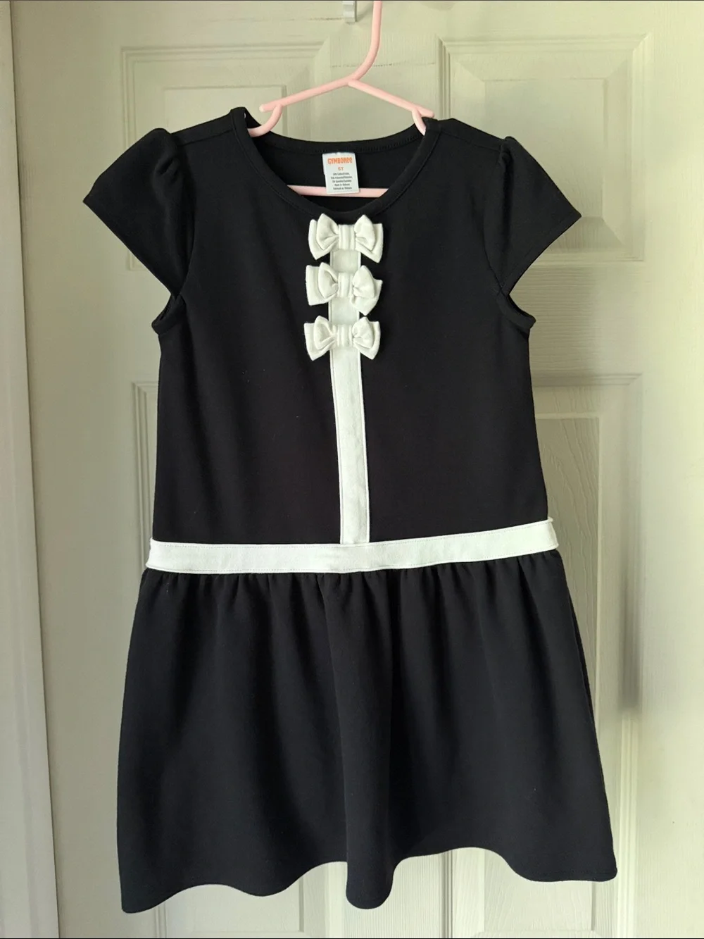 Gymboree Black Dress with White Bow Trim for Girls